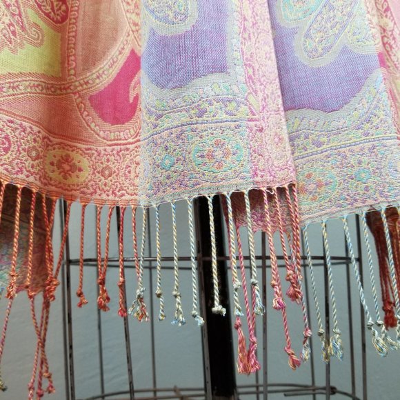 Colorful Rainbow Woven Women's Scarf / Wrap with Fringe 20 1/2" x 80" * NEW - Picture 14 of 14